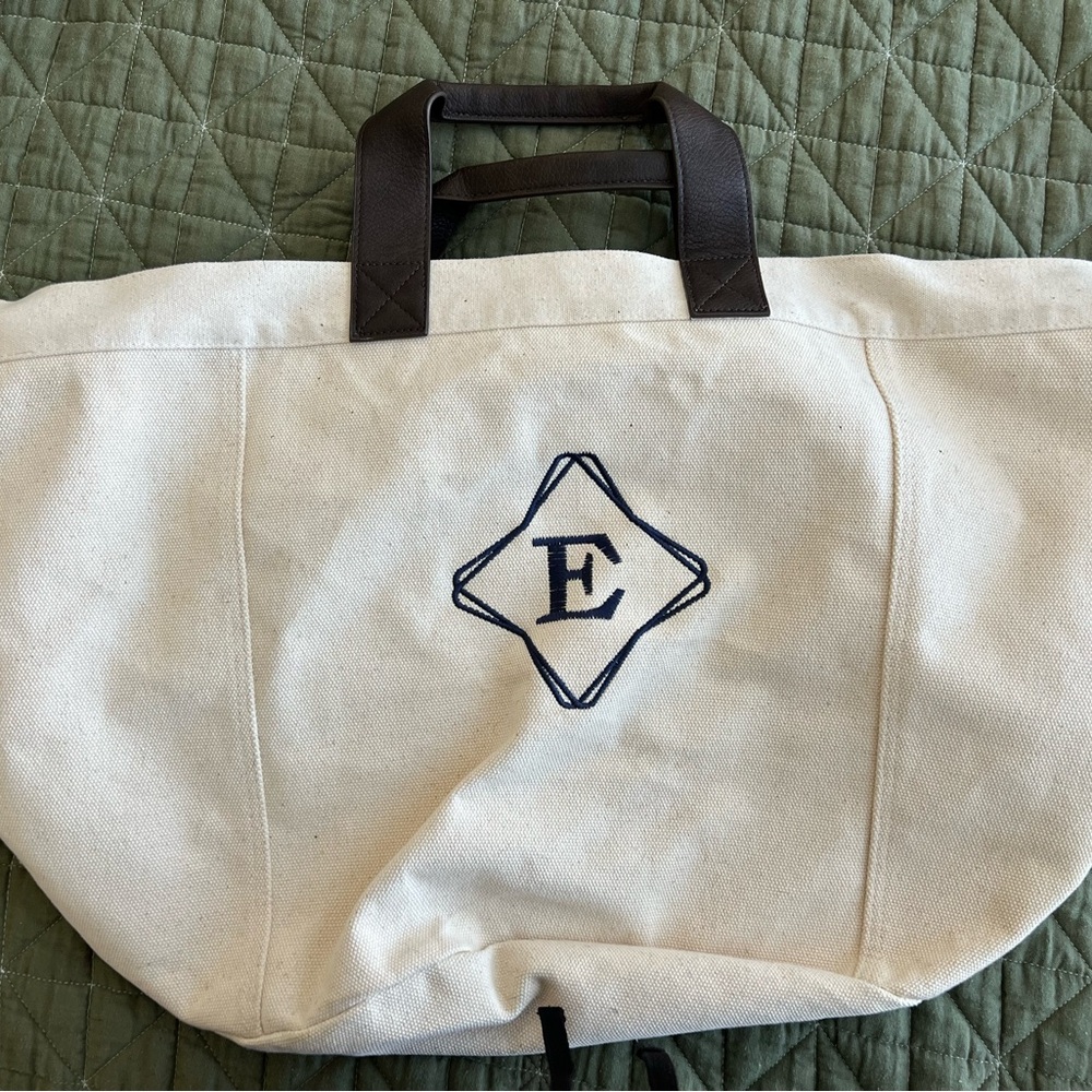 Canvas Tote Bag with Monogram E